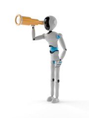 Android with telescope