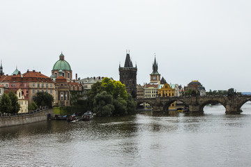 View of Charles Bridge in Prague. Czech Republic