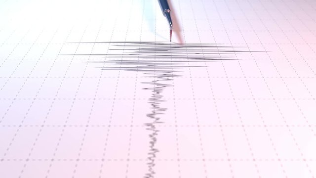 Closeup view of a seismograph arrow