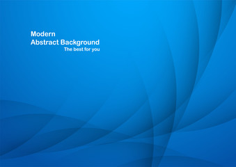 Abstract blue curve background with copy space for text. Modern template design for cover, brochure, web banner and magazine.