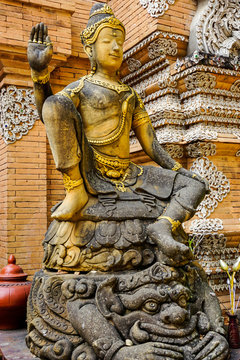 Buddhist statue in Chiang Mai temple, Thailand
