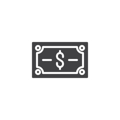 Dollar money vector icon. filled flat sign for mobile concept and web design. Cash paper Banknote simple solid icon. Symbol, logo illustration. Pixel perfect vector graphics