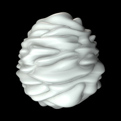 Abstract 3D rendering - deformed object with extruded surface, isolated on black background