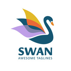 Obraz premium Swan bird vector logo concept illustration. Swan logo sign. Bird logo sign. Beauty logo sign