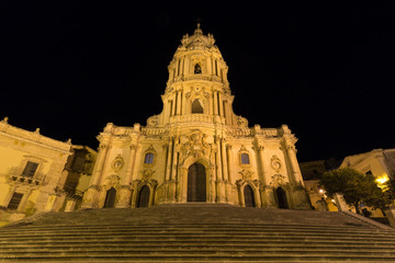Fototapeta na wymiar The imposing Saint George Cathedral - Duomo San Giorgio - in Modica, Sicily, Italy