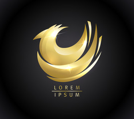 Golden hen logo design concept,