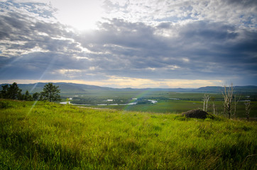 View of the valley in the sun