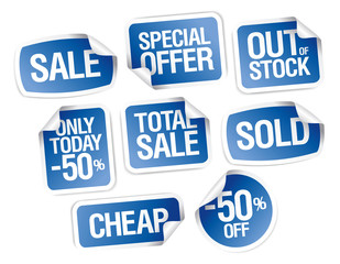 Vector sale stickers - out of stock, cheap, total sale