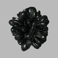 Abstract 3d render - deformed glossy shape Isolated on grey background.