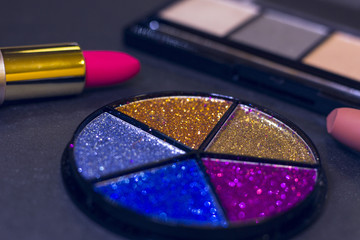 Professional make up palette on black background