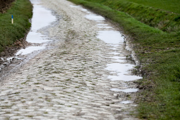 Paved area of the Paris-Roubaix race