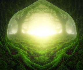 Fototapeta premium fantazyjny krajobraz z marzycielskim lasem