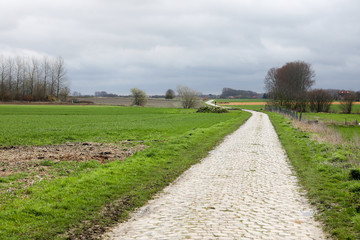 Fototapeta na wymiar Paved area of the Paris-Roubaix race