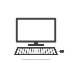 Desktop computer icon vector isolated - obrazy, fototapety, plakaty