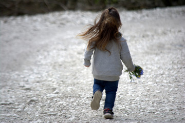 little girl running