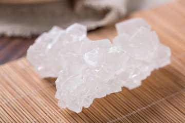 Closeup of white rock sugar candy 