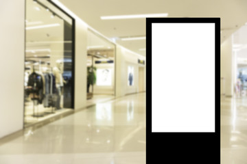 Blank billboard with copy space for your text message or content in shopping mall and derpartment store background