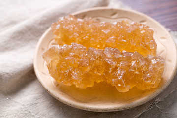 Closeup of Brown Rock Sugar Candy
