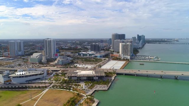 Miami aerial footage waterfront