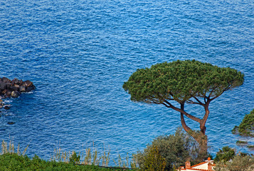 Panorama view - Beautiful blue sea in Vico Equense (Napoli), Sorrento Coast, Italy, Europe