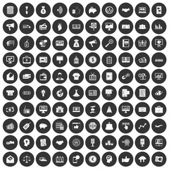 100 e-commerce icons set black circle