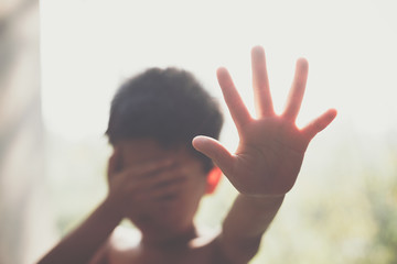 Stop abusing boy violence, Human Rights Day concept.