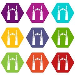 Archway elf icons set 9 vector