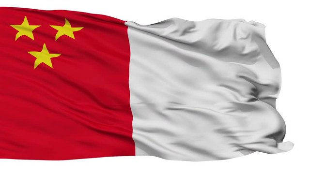 Menen flag, city of Belgium, realistic animation isolated on white seamless loop - 10 seconds long (alpha channel is included)