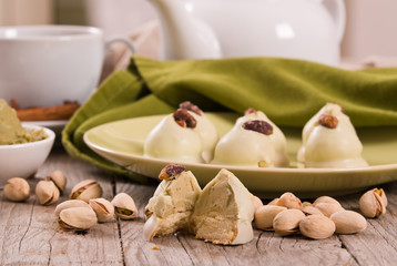 Pistachio truffles. 