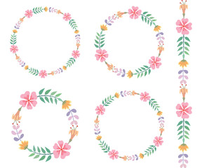 Wreath and brush of wild flowers.