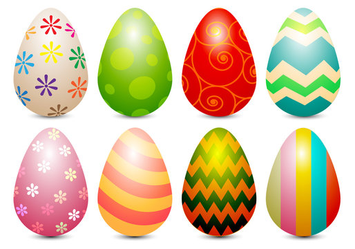 Realistic Easter eggs paint color set on white vector illustration.
