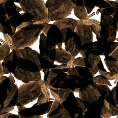 Basil Leafs Seamless Pattern. Repeatably Hand Drawn Background with Spice Herb and Basil.