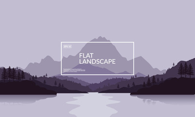 Fototapeta na wymiar Flat vector landscape illustration. Eps10 format.