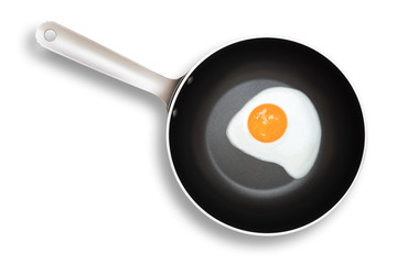 Fried egg in black pan - Uovo fritto in padella