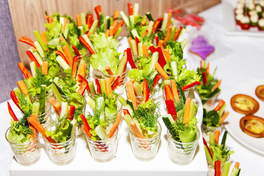 Vegetable salad in transparent glass