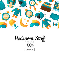 Vector background with cartoon sleep elements and place for text