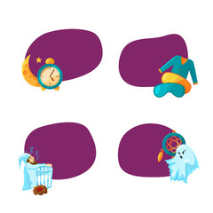 Vector set of stickers with cartoon sleep elements