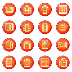 Window design icons set red vector