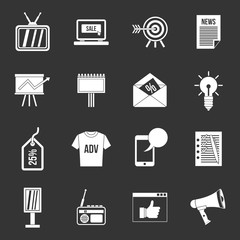 Advertisement icons set grey vector
