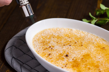Caramelizing Creme Brulee Using a Torch