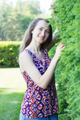 portrait young girl park sammer enjoy life outdoor