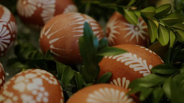 wax and onion painted easter eggs