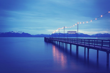 Fototapeta premium Bootssteg am Chiemsee