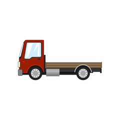 Red Mini Cargo Car without Load Isolated on White Background, Delivery Services, Logistics, Shipping and Freight of Goods, Vector Illustration