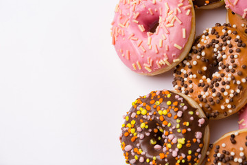 glazed donuts on a white background