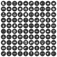 100 fence icons set black circle