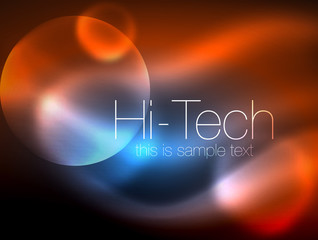 Blurred neon glowing circle, hi-tech modern bubble template, techno glowing glass round shapes or spheres. Geometric abstract background