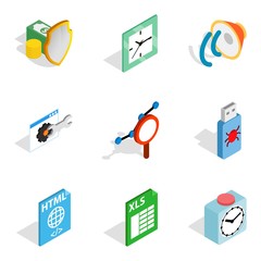 Video business icons set, isometric style
