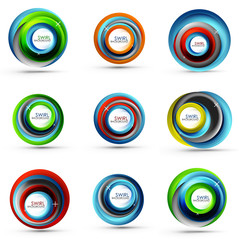 Spiral swirl flowing lines 3d vector abstract icon collection