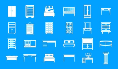 Furniture icon blue set vector